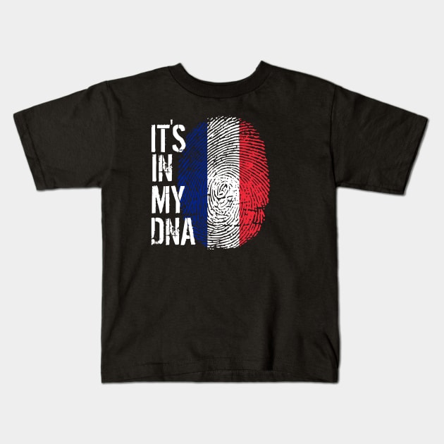 France Flag Fingerprint My Story DNA French Kids T-Shirt by Your Culture & Merch